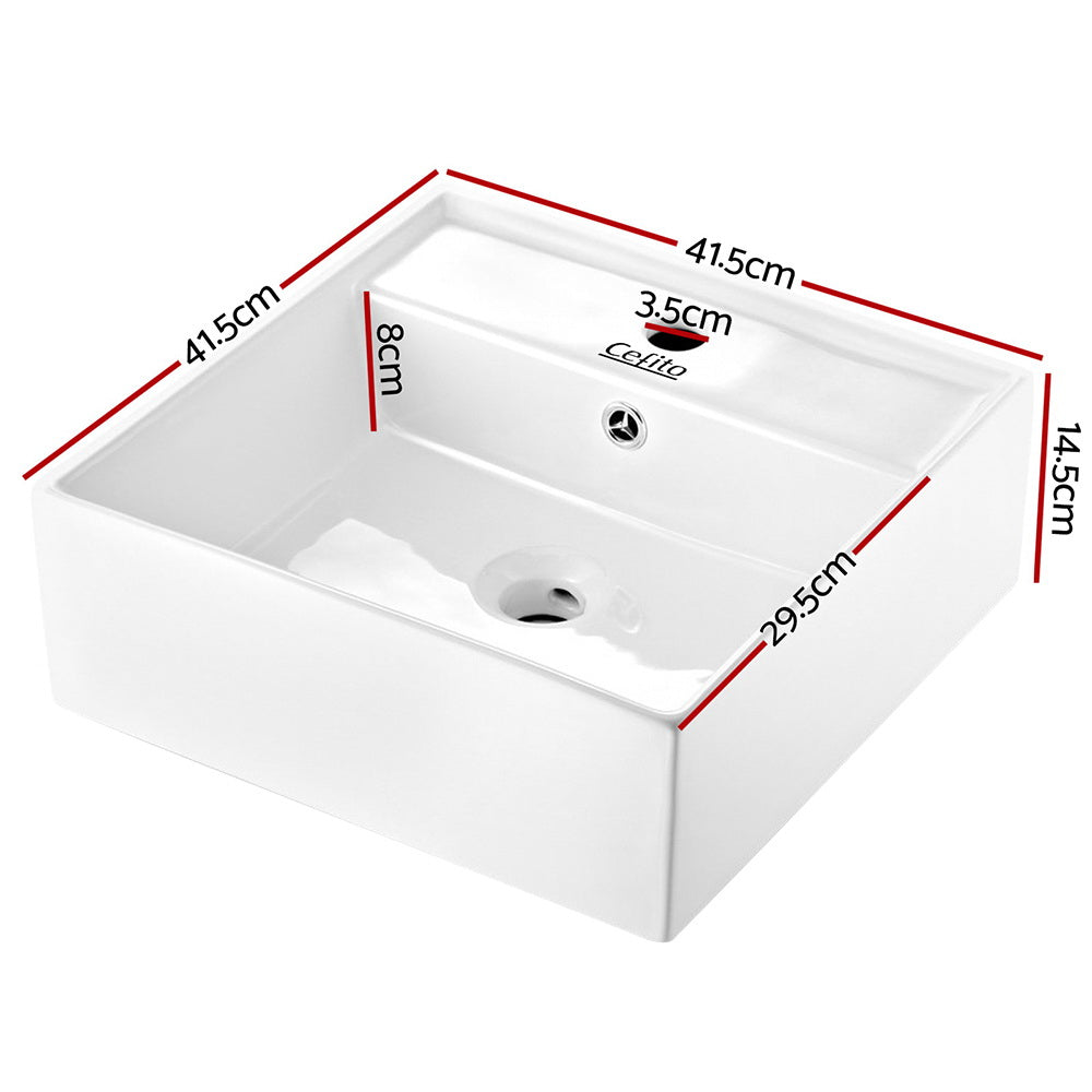 Cefito Bathroom Basin Ceramic Vanity Sink Hand Wash Bowl 41x41cm.