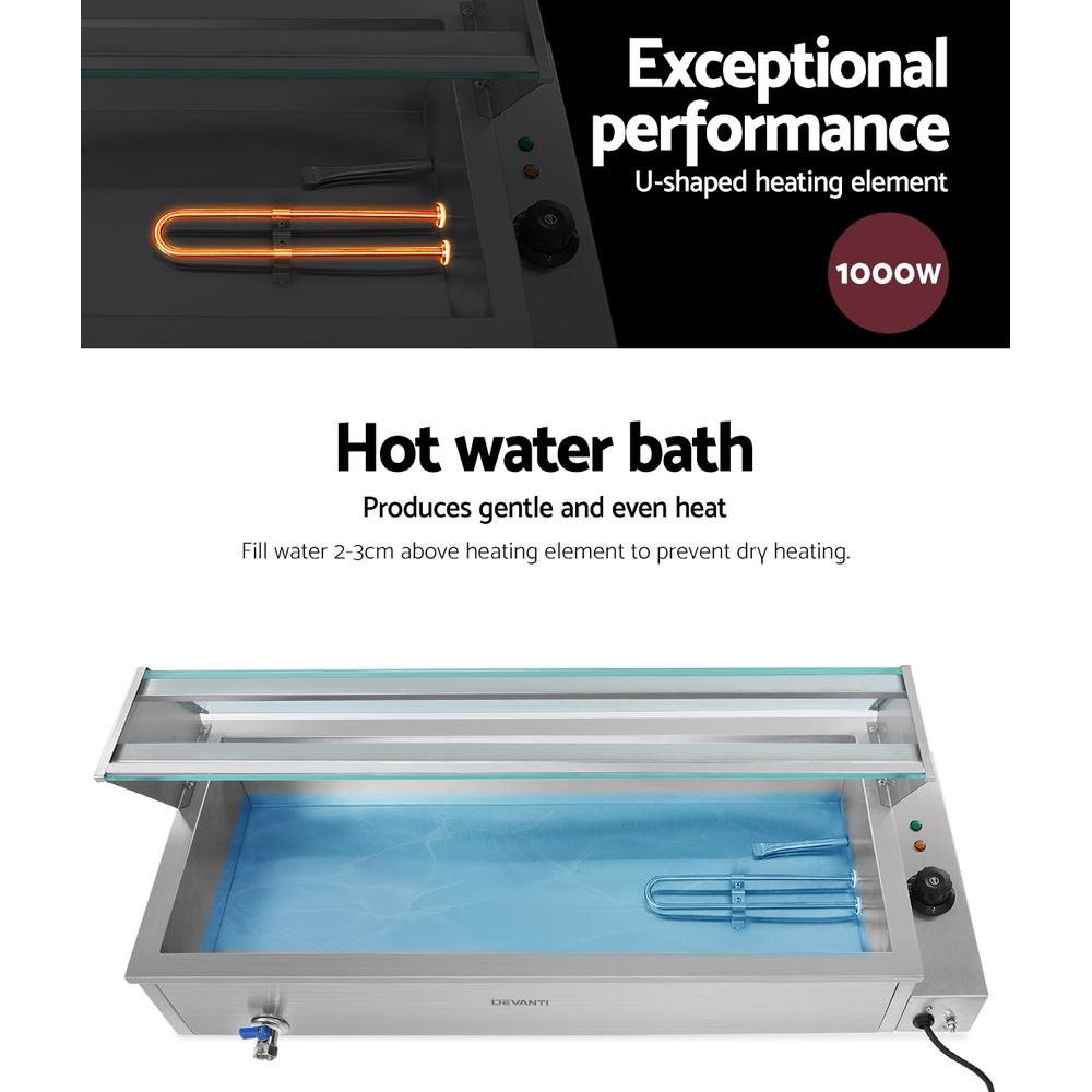 Devanti Commercial Food Warmer Bain Marie 3 Electric Buffet Pans.