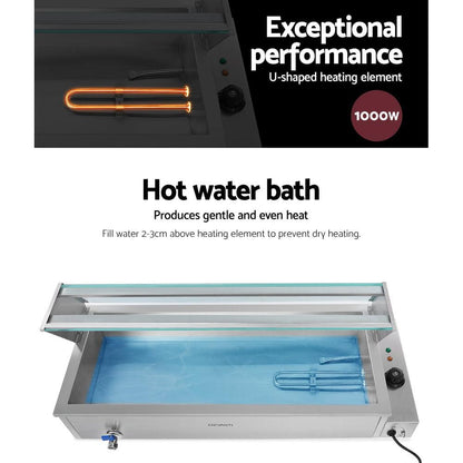 Devanti Commercial Food Warmer Bain Marie 3 Electric Buffet Pans.