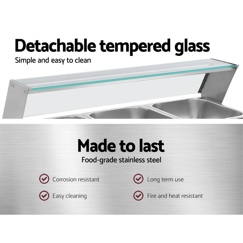 Devanti Commercial Food Warmer Bain Marie 3 Electric Buffet Pans.