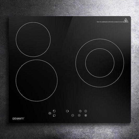 Devanti Electric Ceramic Cooktop 60cm Kitchen Cooker 4 Burner Hob Touch Control 5200W.