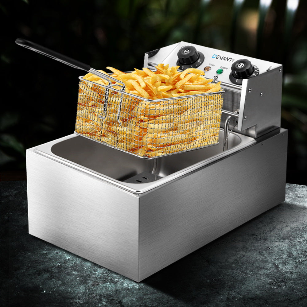 Devanti 10L Electric Commercial Deep Fryer Single Basket 2200W.
