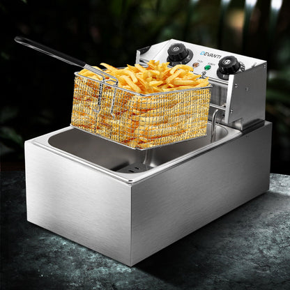Devanti 10L Electric Commercial Deep Fryer Single Basket 2200W.