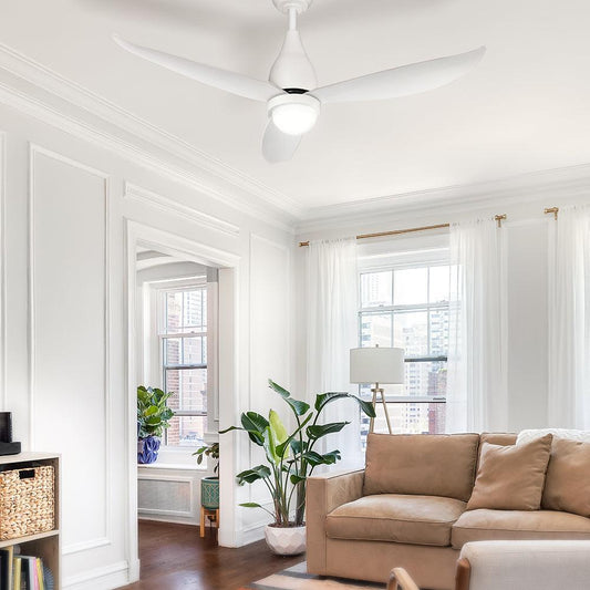 Devanti 52'' Ceiling Fan DC Motor LED Light Remote Control - White.