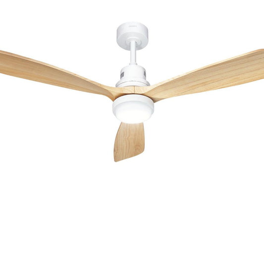 Devanti 52'' Ceiling Fan DC Motor LED Light Remote - Light Wood.