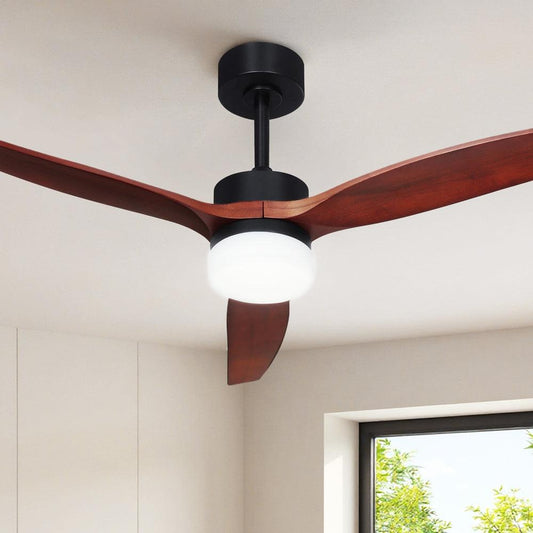 Devanti 52'' Ceiling Fan DC Motor 3 Blades w/Light - Dark Wood.