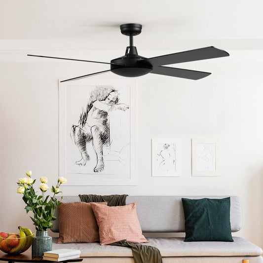 Devanti 52'' Ceiling Fan DC Motor 4 Blades w/Remote - Black.