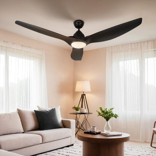 Devanti 64 Inch Ceiling Fan DC Motor w/Light w/Remote - Black.