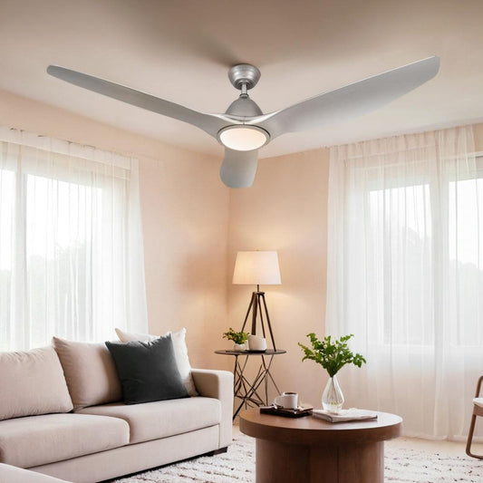 Devanti 64 Inch Ceiling Fan DC Motor w/Light w/Remote - Silver.