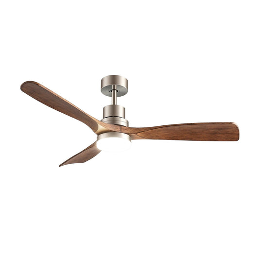 Devanti 52" Ceiling Fan with Light Remote Control DC Motor Smart App Timber Blades Brown.