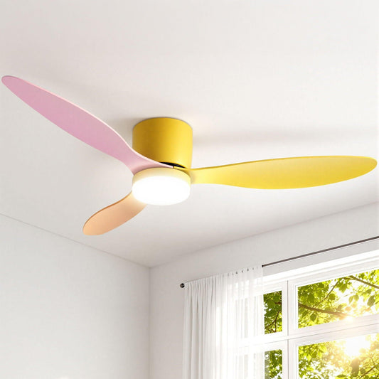 Devanti 52'' Ceiling Fan 3 Blades DC Motor w/Light w/Remote Yellow Pink Orange.
