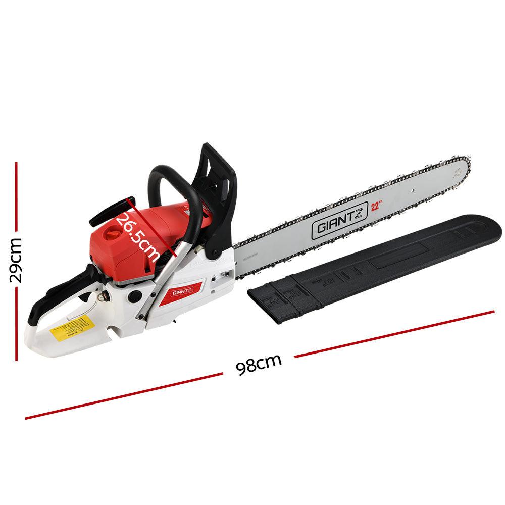 Giantz Chainsaw Petrol 62CC 22" Bar Commercial E-Start Pruning Chain Saw.