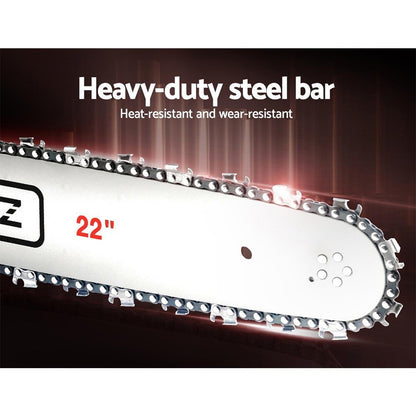Giantz Chainsaw Petrol 62CC 22" Bar Commercial E-Start Pruning Chain Saw.