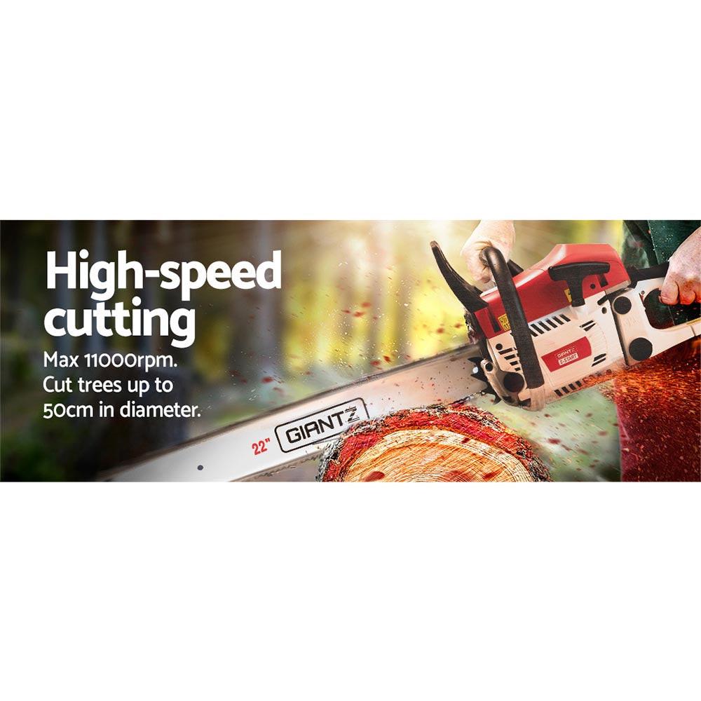 Giantz Chainsaw Petrol 62CC 22" Bar Commercial E-Start Pruning Chain Saw.
