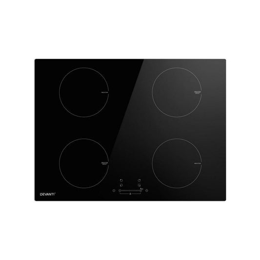 Devanti Electric Induction Cooktop 70cm Ceramic 4 Zones Stove Cook Top Hot Plate 7000W.