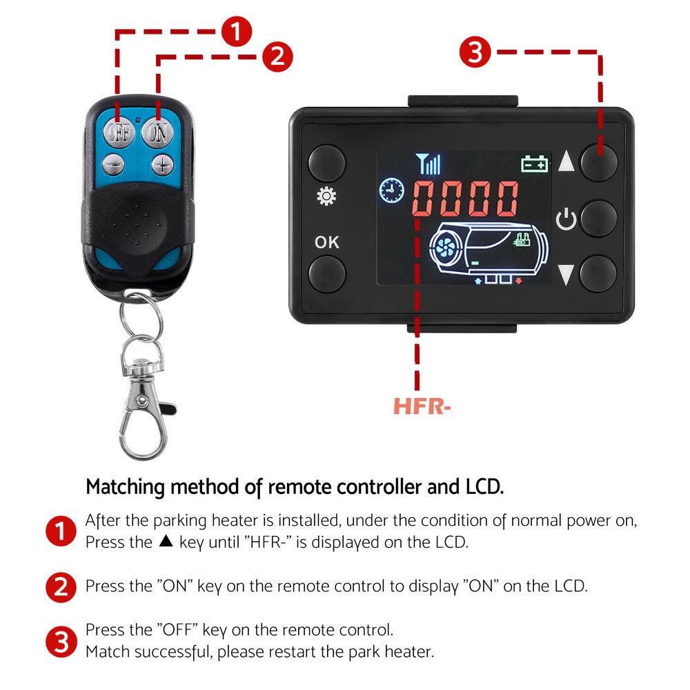 5KW Portable Diesel Air Heater Remote Control LCD Display Quick Heat Car RV Bus Boat.