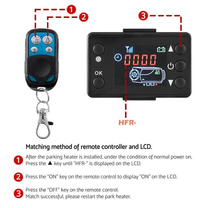 5KW Portable Diesel Air Heater Remote Control LCD Display Quick Heat Car RV Bus Boat.