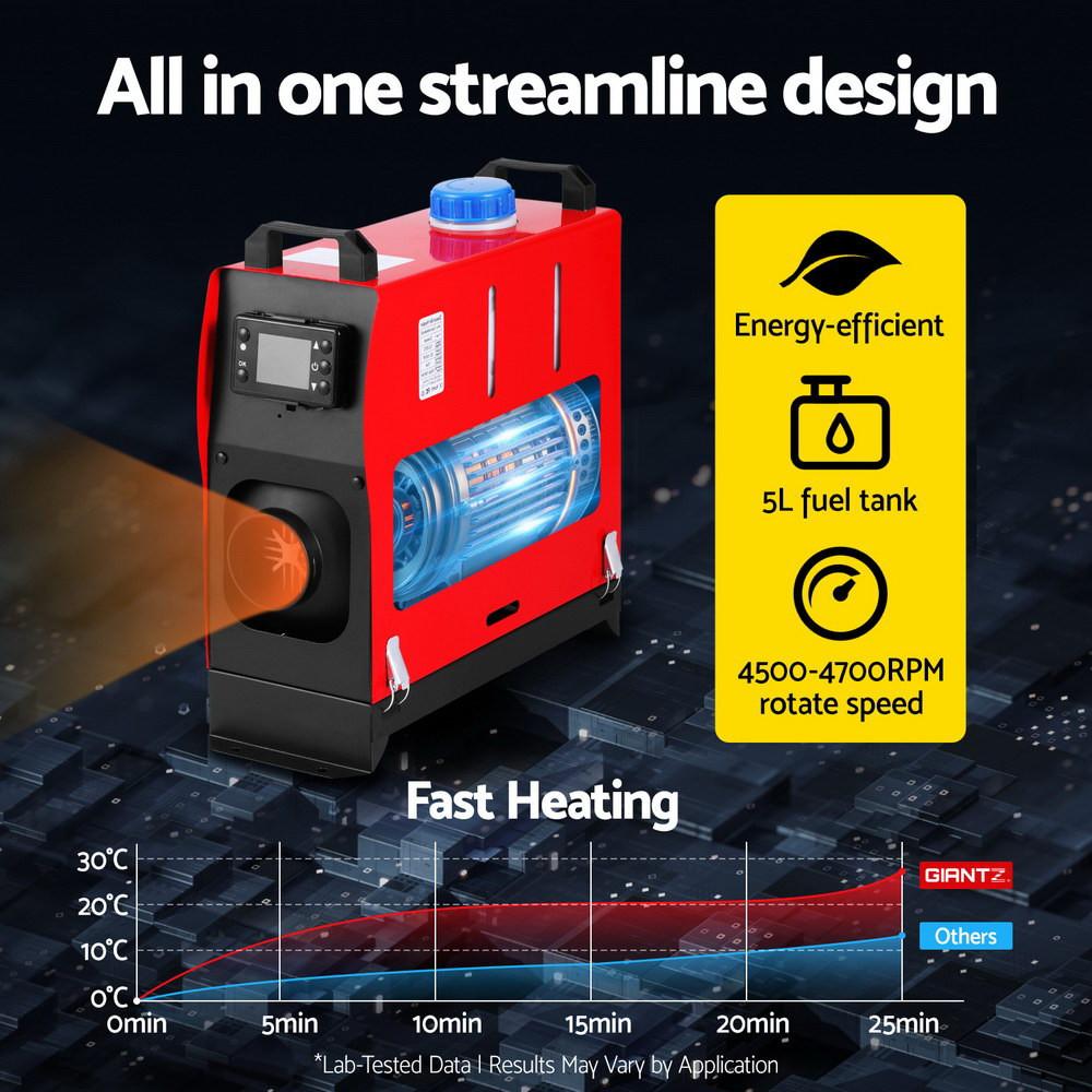 Giantz Diesel Air Heater All-in-one 12V 5KW LCD Remote Control for Car RV Indoors caravan machinery.