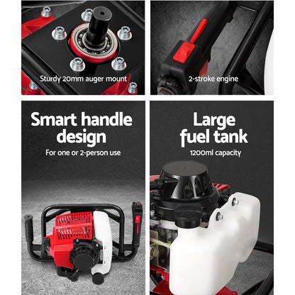 Giantz Post Hole Digger Motor Only Engine Petrol Red.