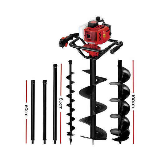 Giantz Post Hole Diggers Petrol Digger Extension Auger Bits.