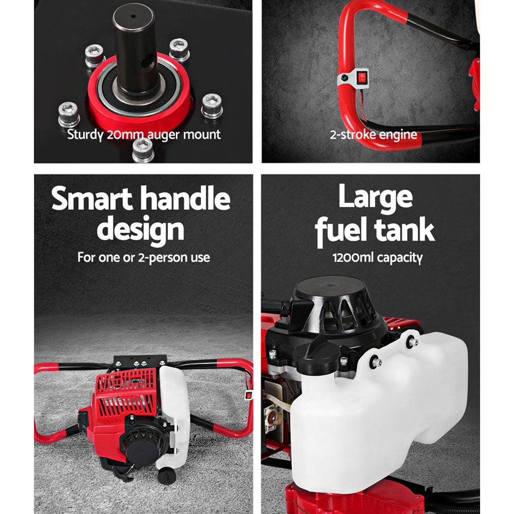 Giantz Petrol Post Hole Digger Motor Only Engine Red.