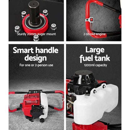 Giantz Petrol Post Hole Digger Motor Only Engine Red.
