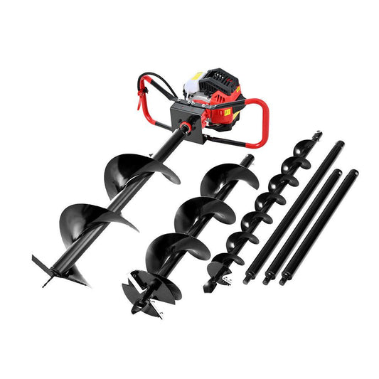 Giantz Post Hole Digger Petrol Motor Drill Extension Auger Bits Kits.