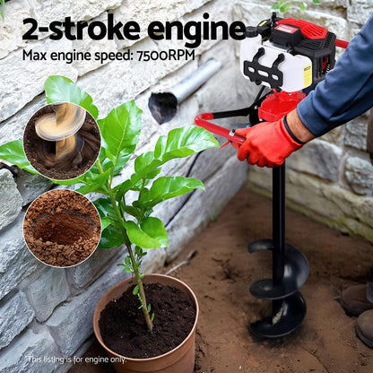 Giantz Post Hole Digger Motor Only Petrol Engine Red.