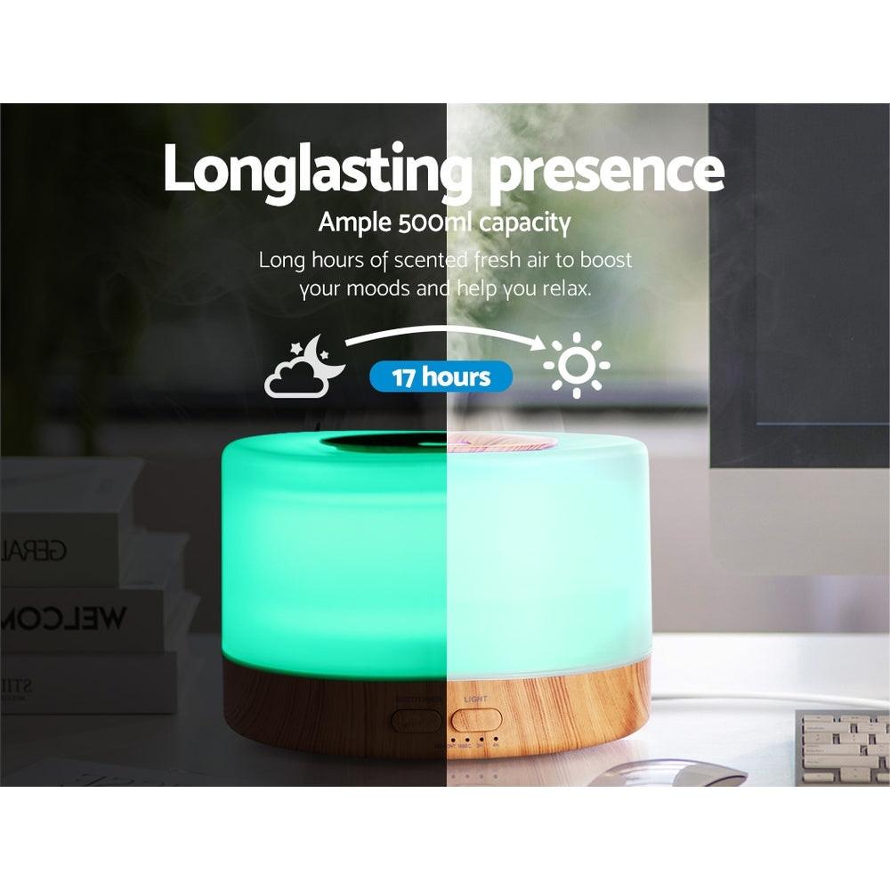 Devanti Aroma Diffuser Aromatherapy Light Wood 500ml.