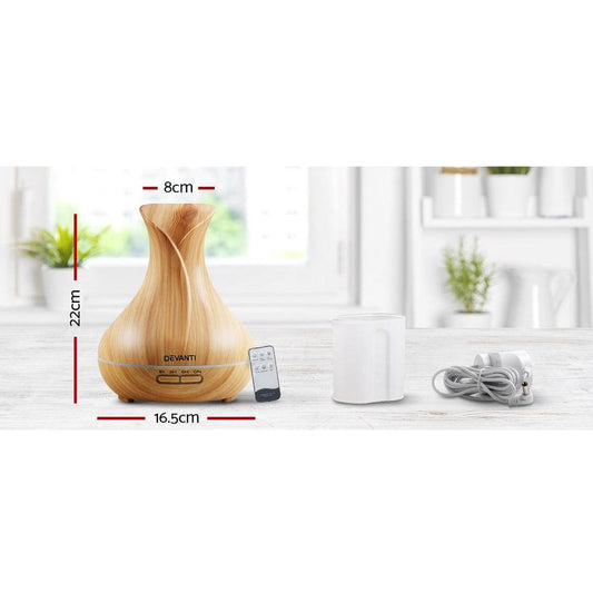 Devanti Aroma Diffuser Aromatherapy Light Wood 400ml.