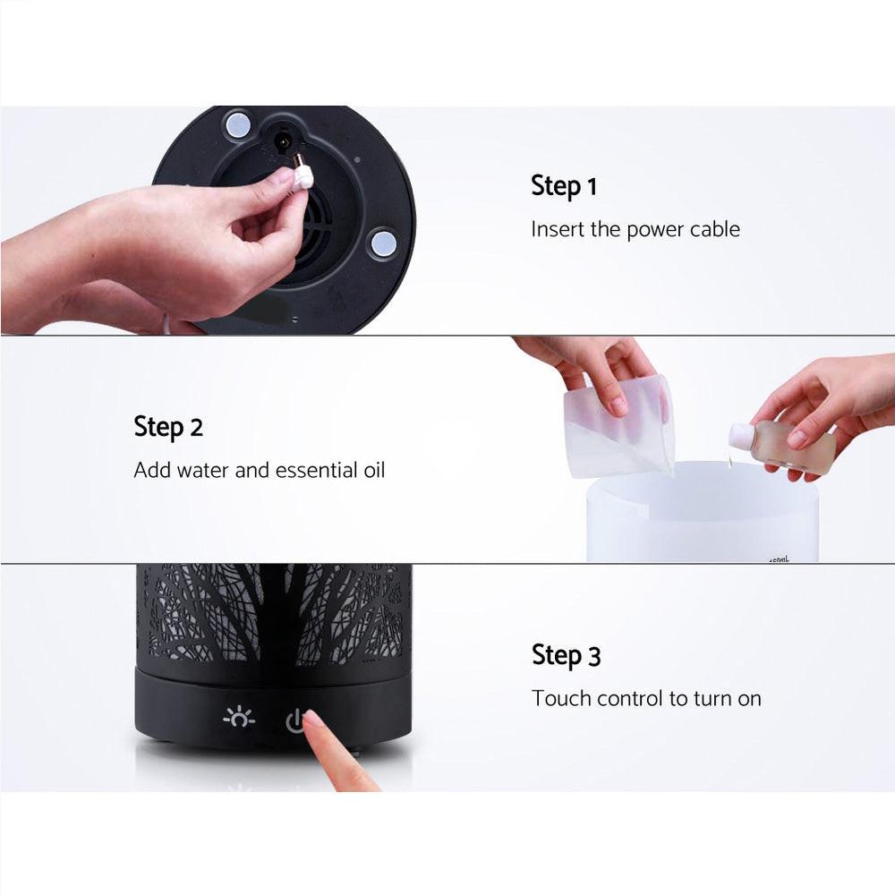Devanti Aroma Diffuser Aromatherapy Black 160ml.