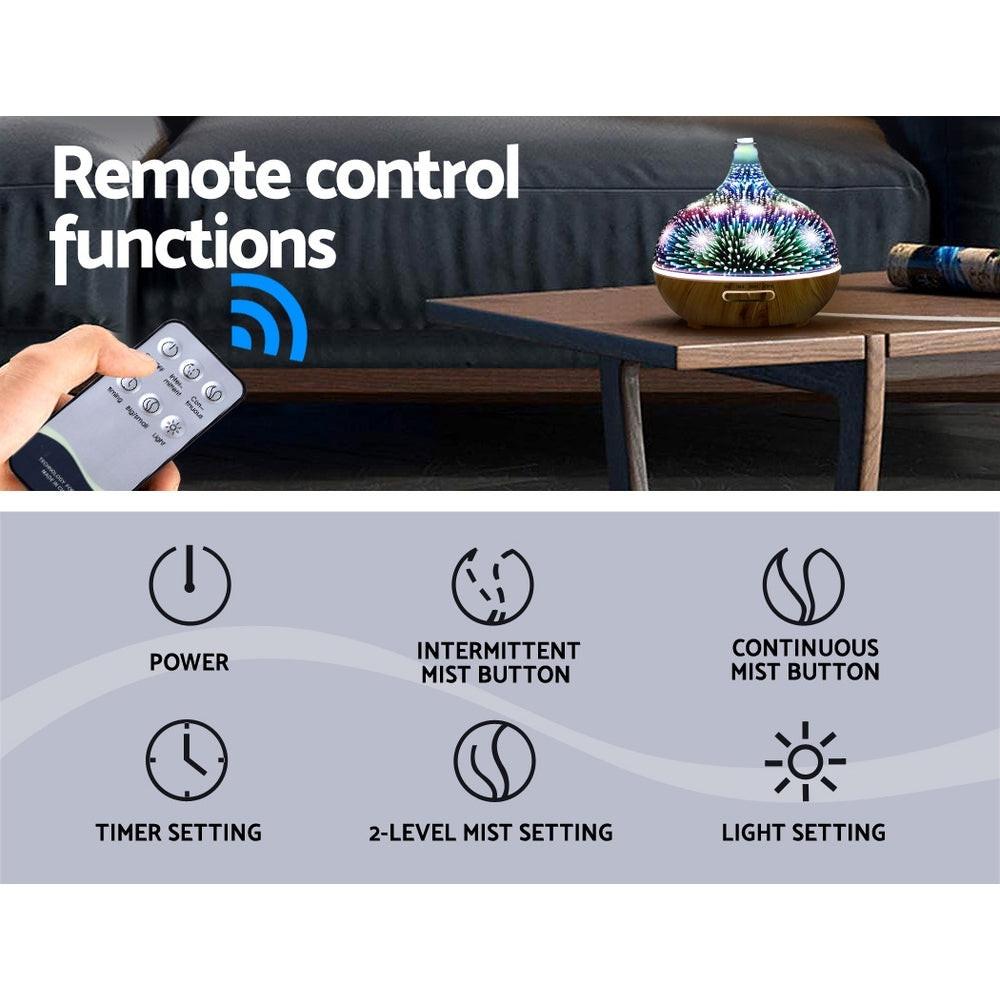 Devanti Aroma Diffuser Aromatherapy 3D Glass 400ml.