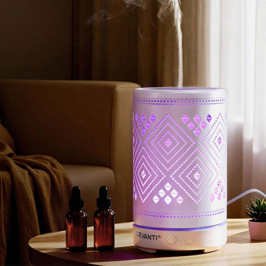 Devanti Ultrasonic Aroma Diffuser Aromatherapy 100ml LED Lights Iron Humidifier Forest.