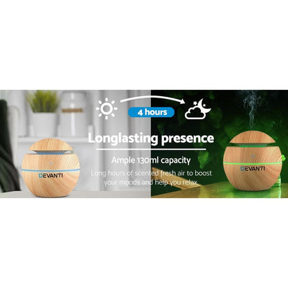 Devanti Aroma Diffuser Aromatherapy Light Wood 130ml.