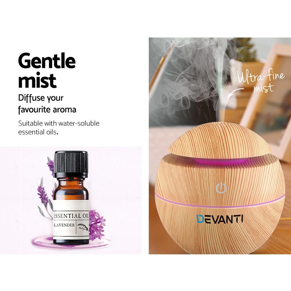 Devanti Aroma Diffuser Aromatherapy Light Wood 130ml.