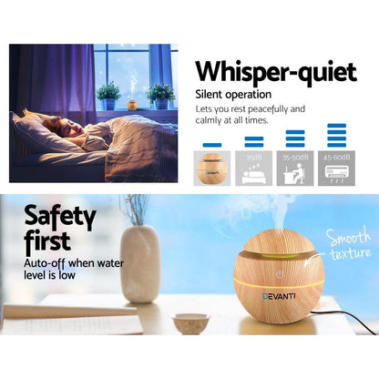 Devanti Aroma Diffuser Aromatherapy Light Wood 130ml.