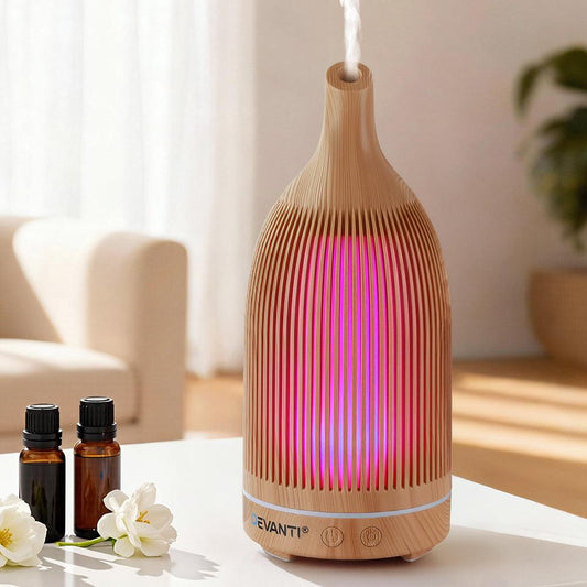 Devanti Ultrasonic Aroma Diffuser Aromatherapy 200ml LED Lights Iron Humidifier Forest Light wood grain.