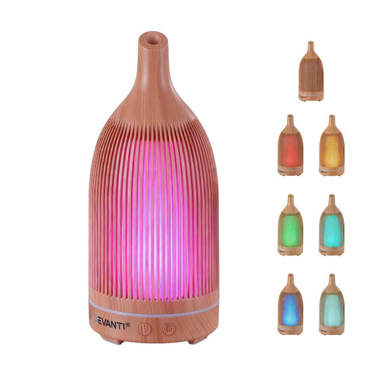 Devanti Ultrasonic Aroma Diffuser Aromatherapy 200ml LED Lights Iron Humidifier Forest Light wood grain.