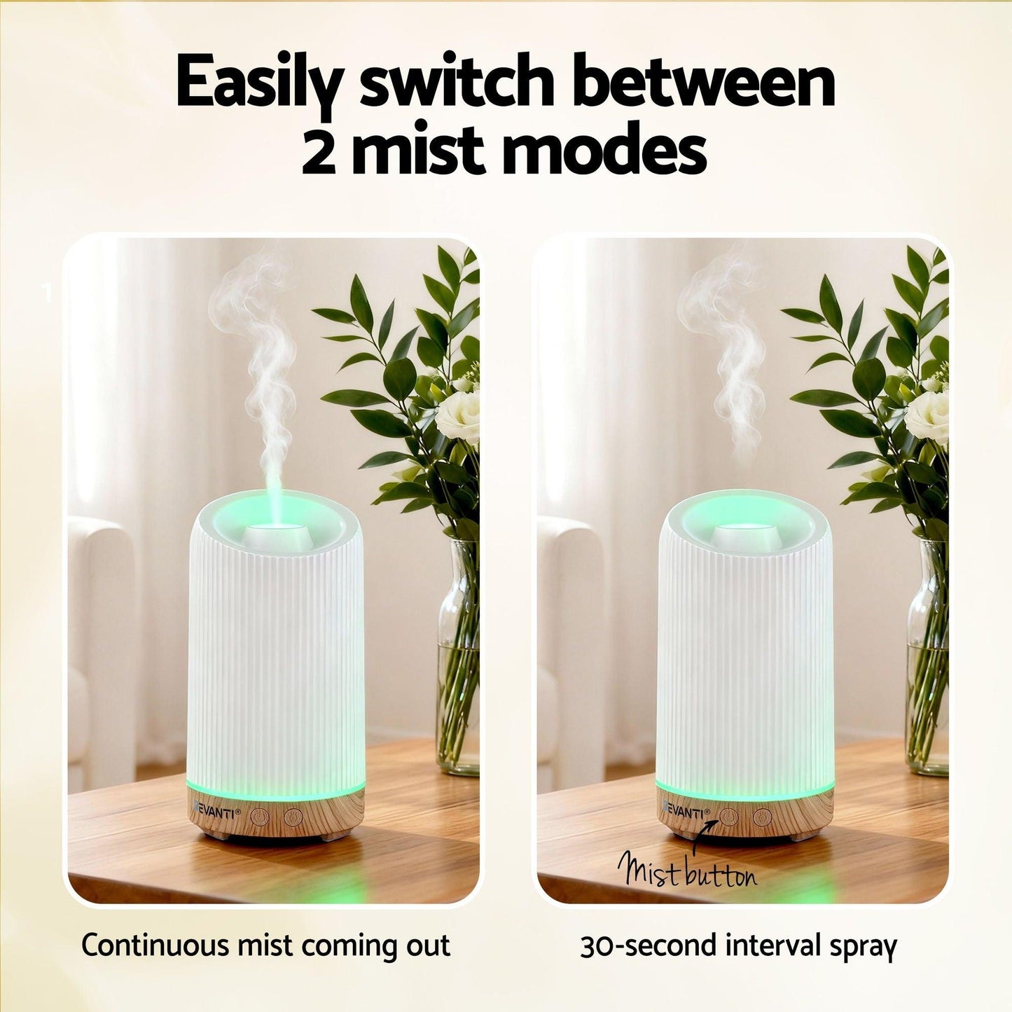 Devanti Ultrasonic Aroma Diffuser Aromatherapy 200ml LED Lights Iron Humidifier Forest.