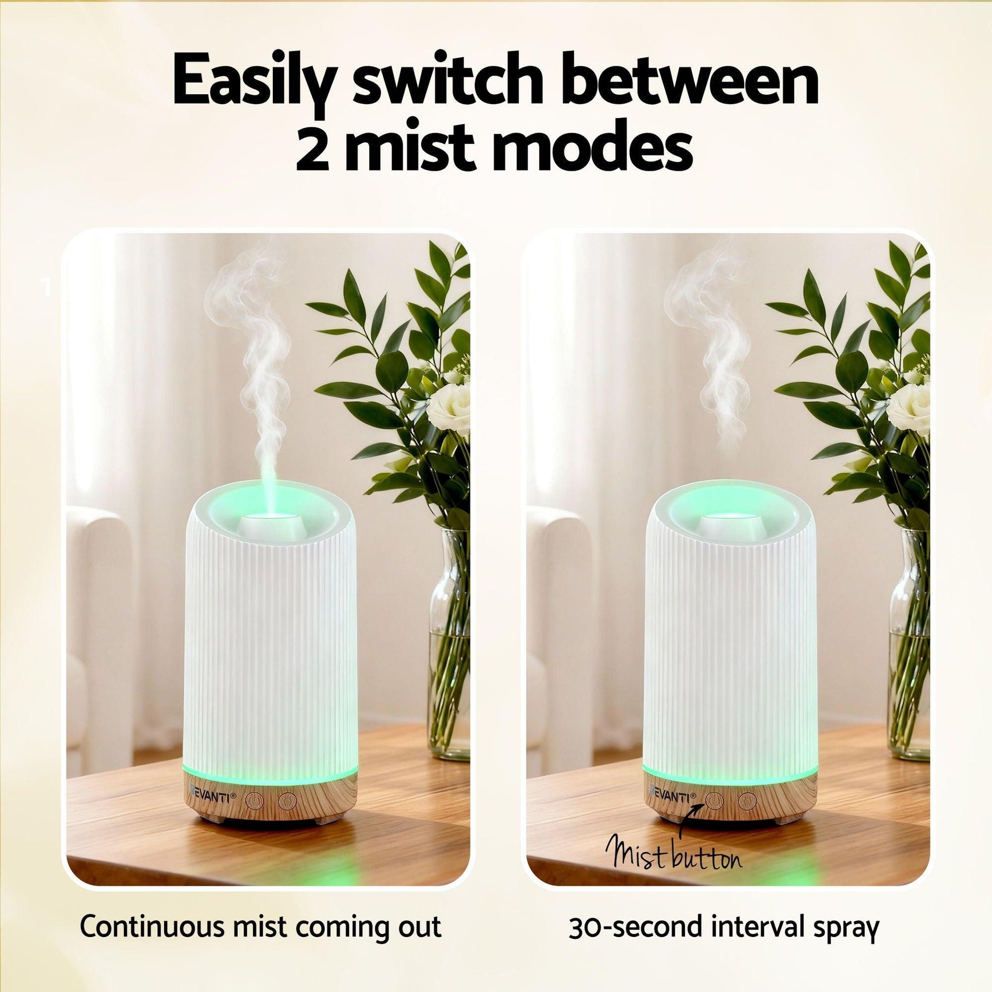 Devanti Ultrasonic Aroma Diffuser Aromatherapy 200ml LED Lights Iron Humidifier Forest.