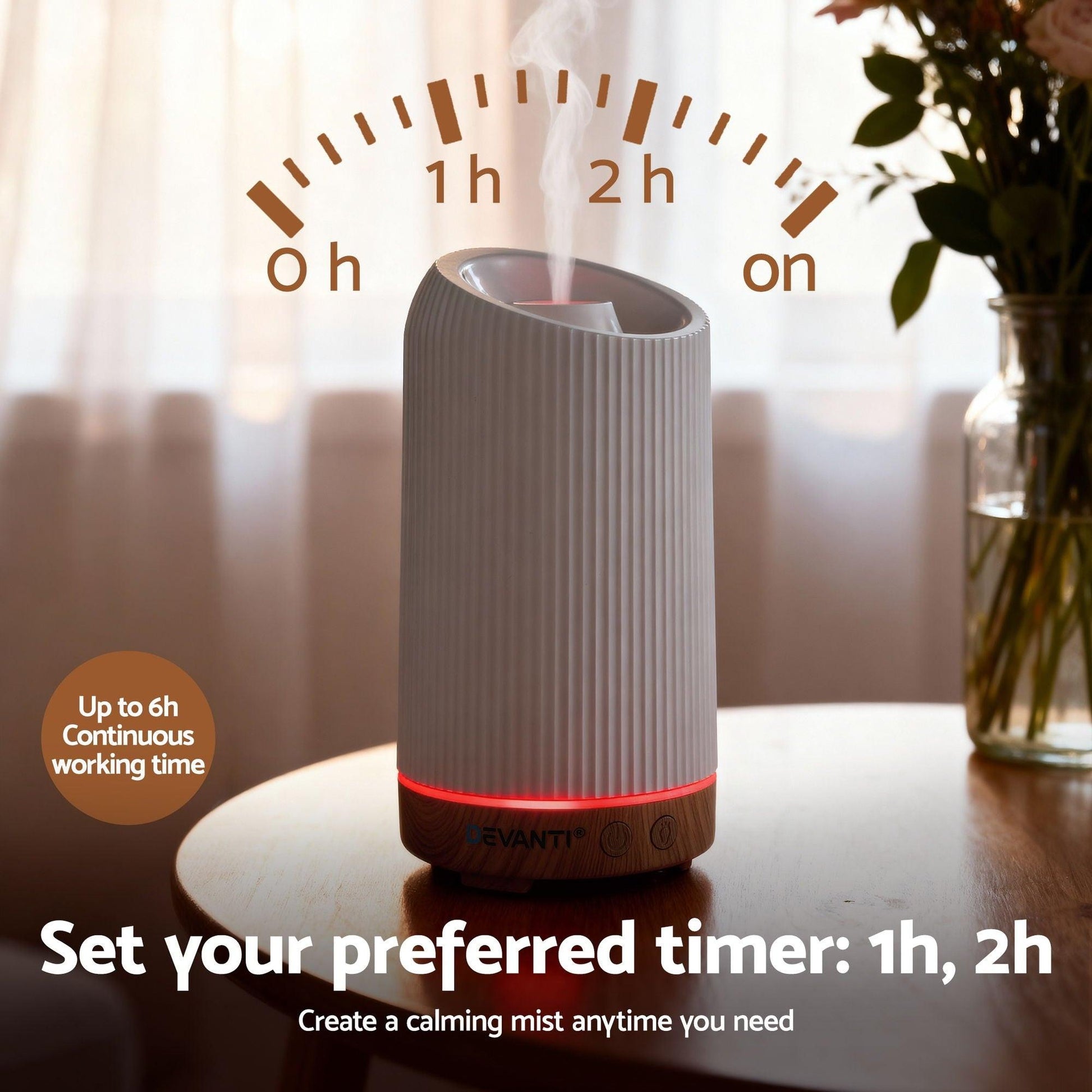 Devanti Ultrasonic Aroma Diffuser Aromatherapy 200ml LED Lights Iron Humidifier Forest.