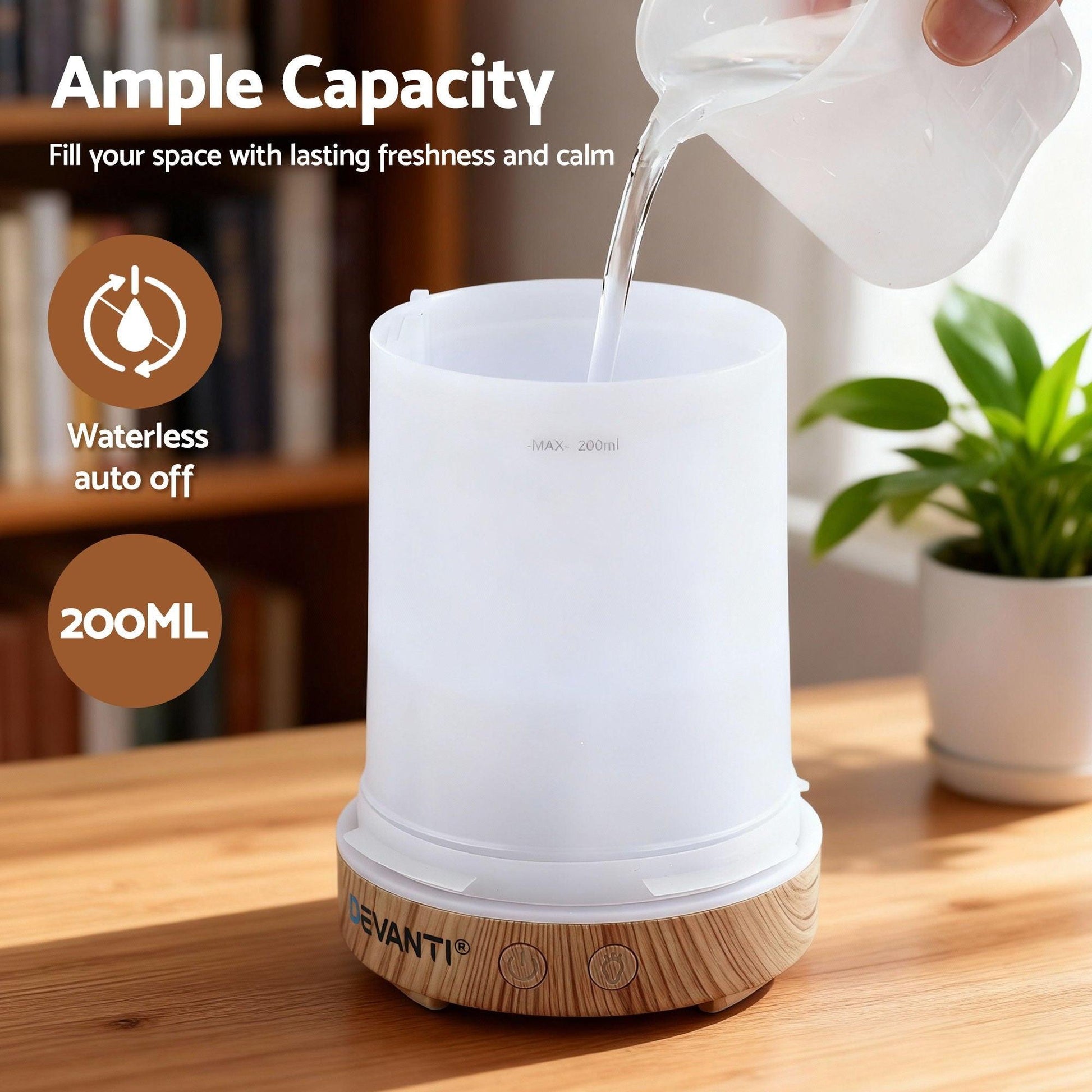 Devanti Ultrasonic Aroma Diffuser Aromatherapy 200ml LED Lights Iron Humidifier Forest.