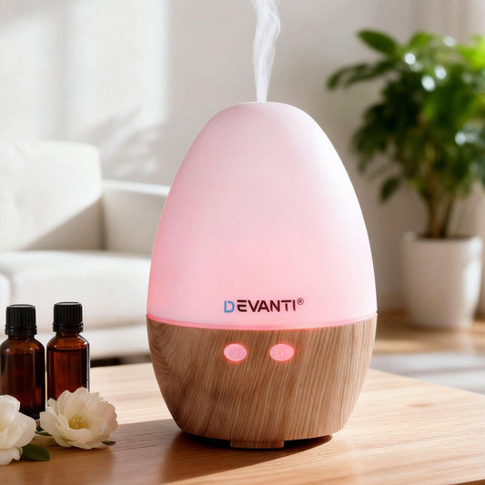 Devanti Ultrasonic Aroma Diffuser Aromatherapy 130ml LED Lights Iron Humidifier Forest.