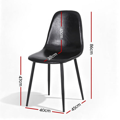 Artiss 4x Dining Chairs Retro PU Leather Kitchen Lounge Cafe Accent Chair Black