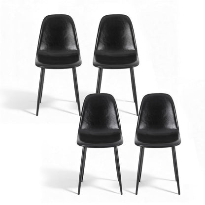 Artiss 4x Dining Chairs Retro PU Leather Kitchen Lounge Cafe Accent Chair Black