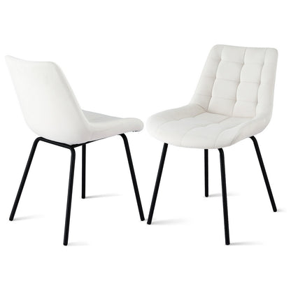 Artiss 2x Dining Chairs Velvet Tufted Kitchen Lounge Cafe Accent Chair Beige