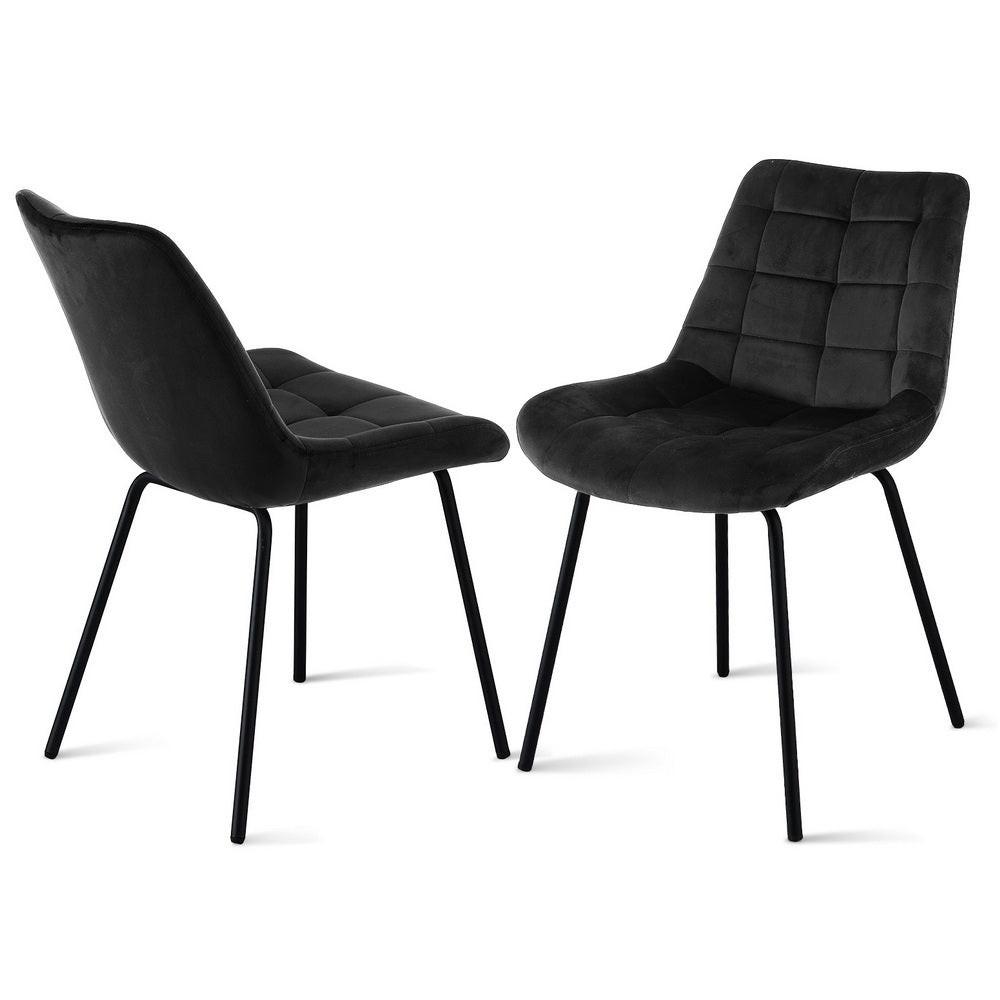 Artiss 2x Dining Chairs Velvet Tufted Kitchen Lounge Cafe Accent Chair Black.