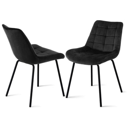 Artiss 2x Dining Chairs Velvet Tufted Kitchen Lounge Cafe Accent Chair Black.