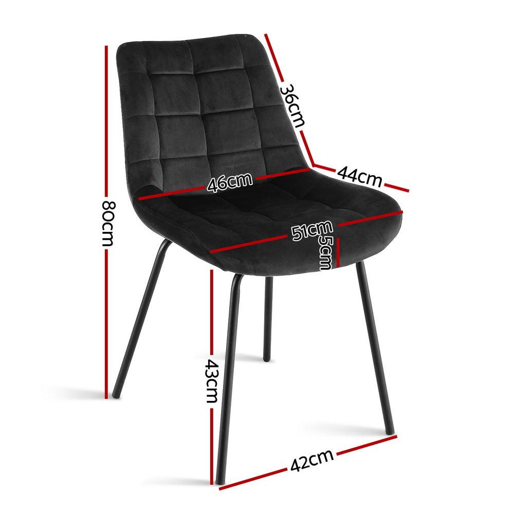 Artiss 2x Dining Chairs Velvet Tufted Kitchen Lounge Cafe Accent Chair Black.