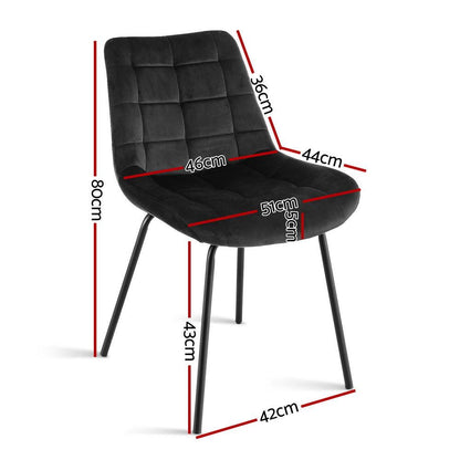 Artiss 2x Dining Chairs Velvet Tufted Kitchen Lounge Cafe Accent Chair Black.